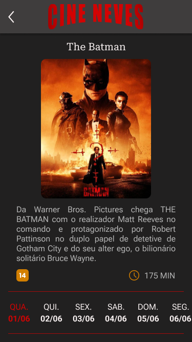 Tela final com informações sobre o filme The Batman