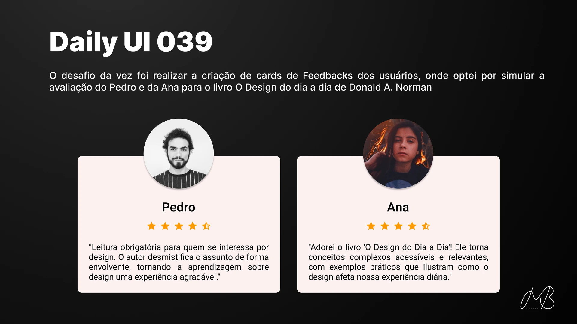 Feedbacks do público sobre o desafio Daily UI