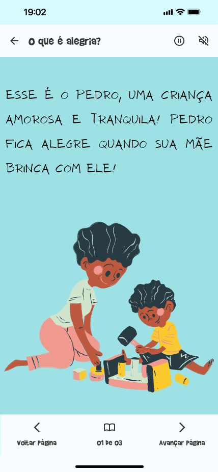 Tela da história com navegação inferior depois do estudo de usabilidade