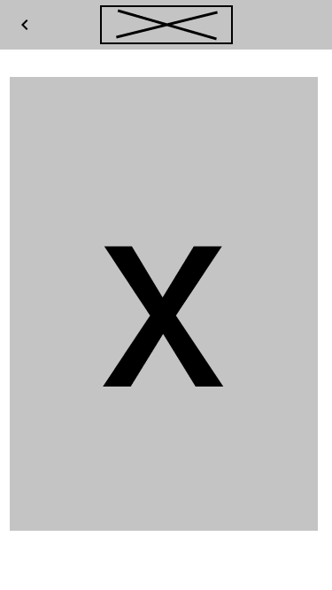 Mockup de baixa fidelidade da tela do ingresso com um grande X