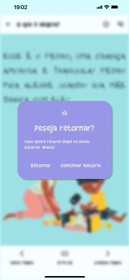 Modal perguntando se o usuário deseja retornar ao menu inicial