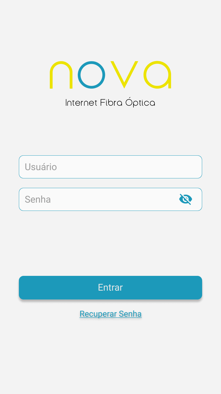Tela de login da Nova Telecom com campos de usuário e senha